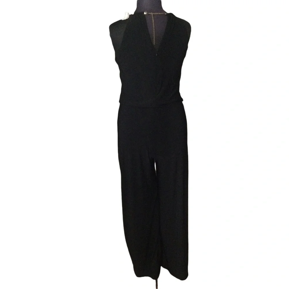 R & M Richard black Gold Chain Plus Size Jumpsuit